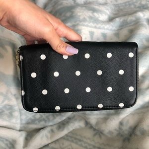 black with white polkadots Wallet/pouch